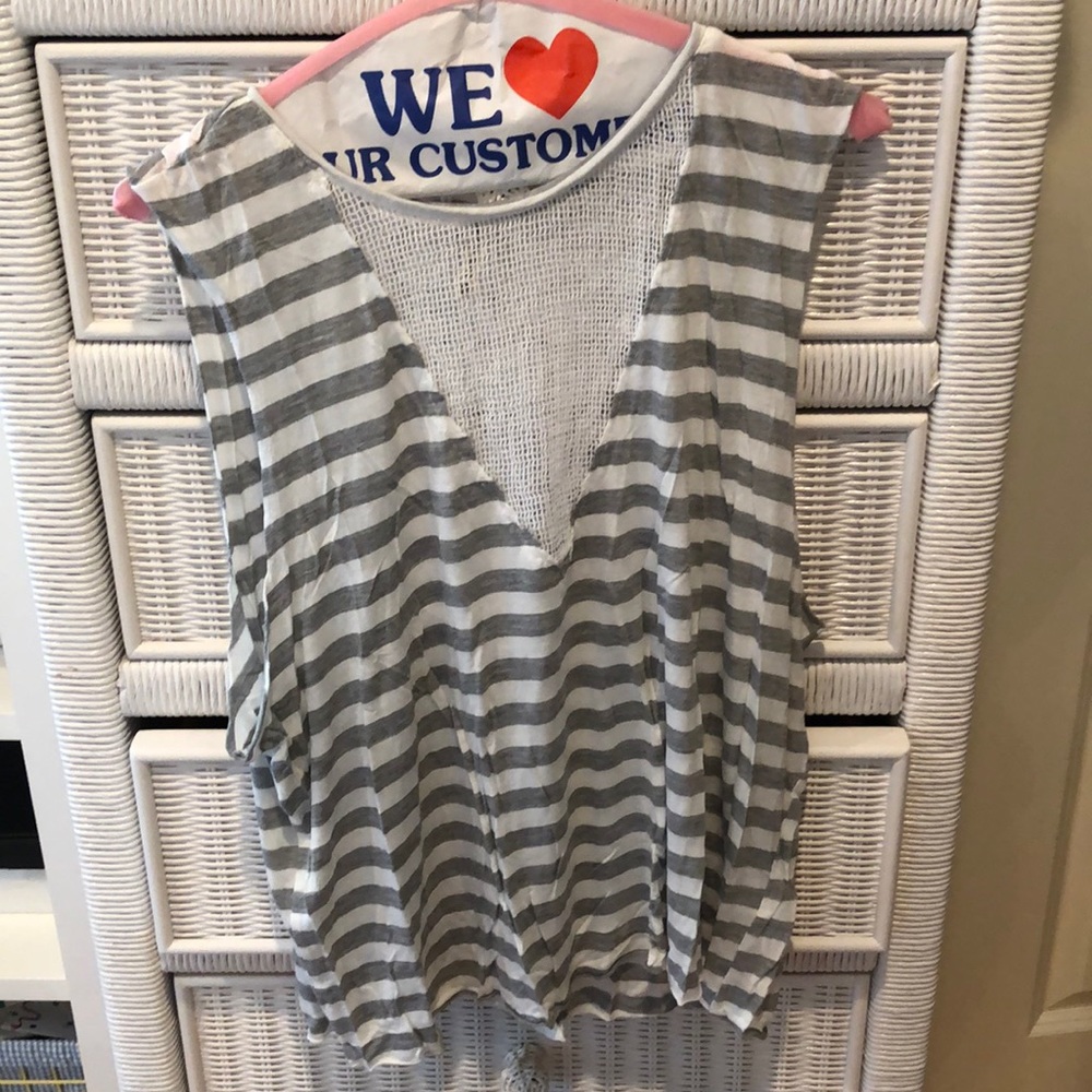 Loose grey and white tank top
